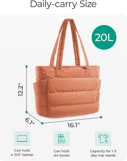 Puffy Tote Bag for Women, Lightweight Work Tote Handbag