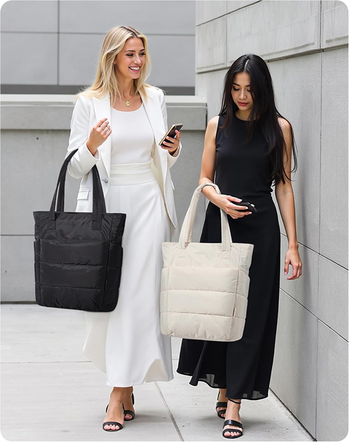 Puffy Tote Bag for Women, Lightweight Work Tote Handbag