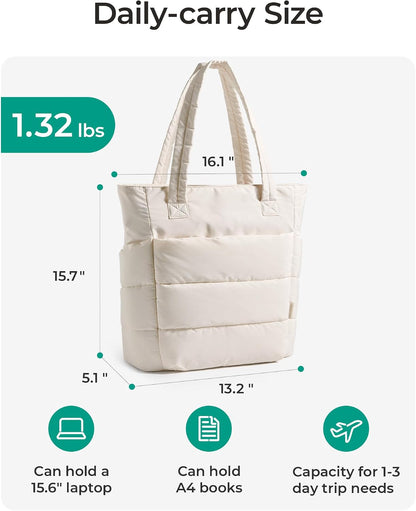 Puffy Tote Bag for Women, Lightweight Work Tote Handbag
