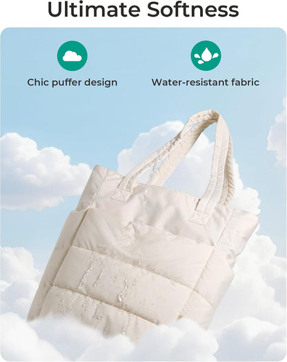 Puffy Tote Bag for Women, Lightweight Work Tote Handbag