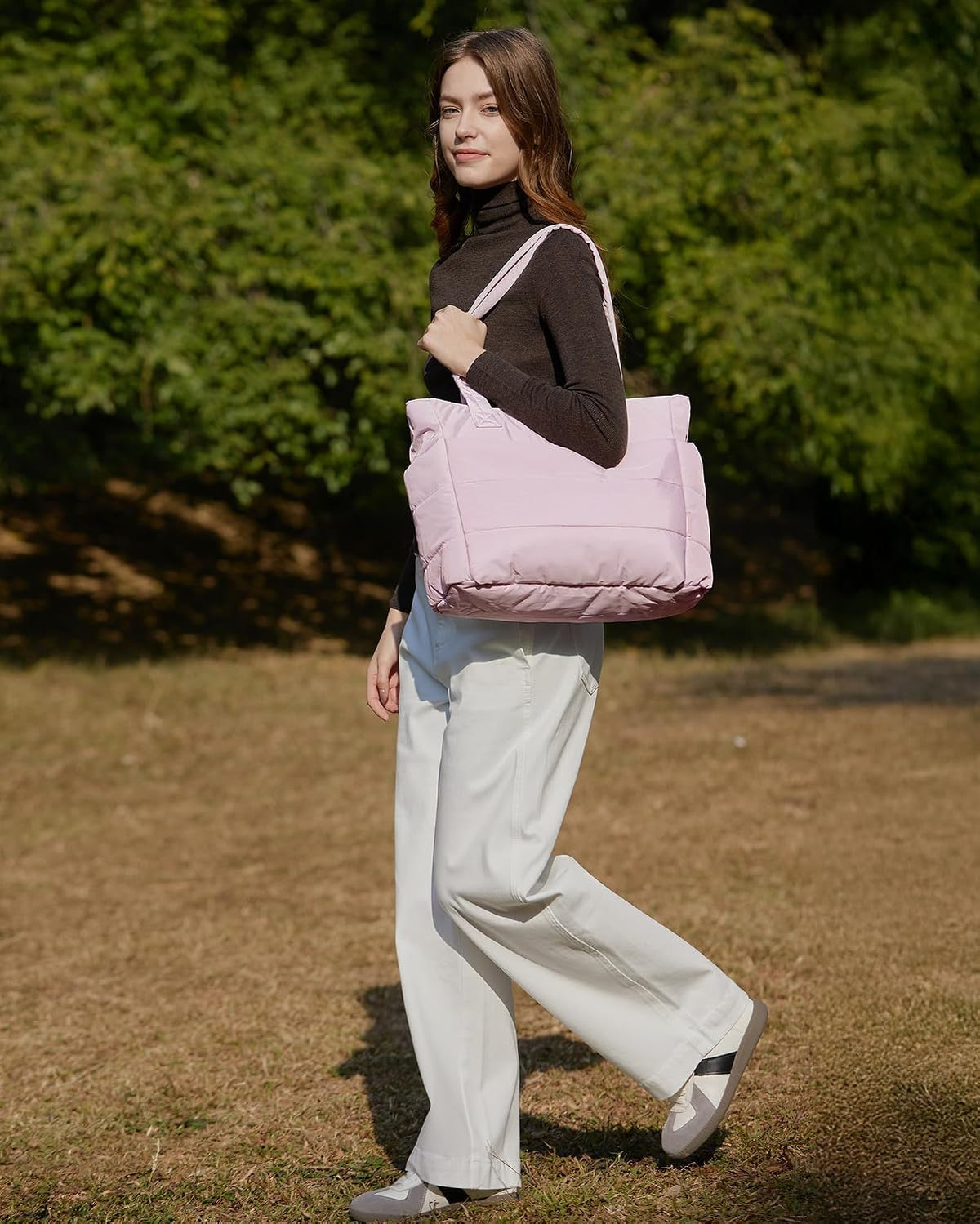Puffy Tote Bag for Women, Lightweight Work Tote Handbag