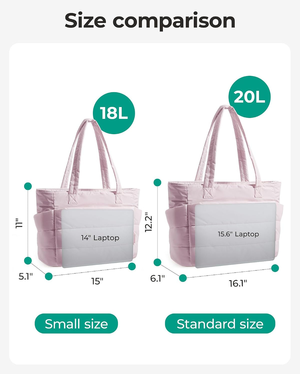 Puffy Tote Bag for Women, Lightweight Work Tote Handbag