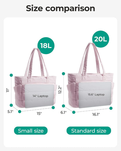 Puffy Tote Bag for Women, Lightweight Work Tote Handbag