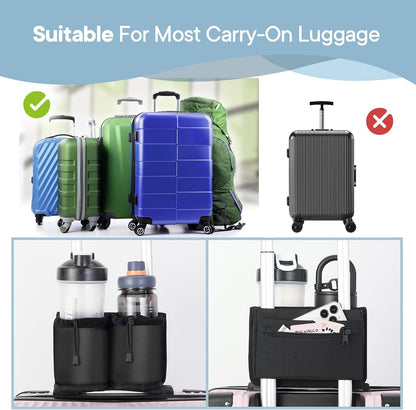 Extra Luggage Cup Holder Free Hand Drink Caddy for Suitcases to Travel and Business Trip,Travel Must Haves Men Women,Holds Two Coffee Cups,Passport,Flight Attendant Essential Organizer-Apricot