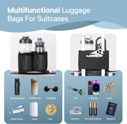 Extra Luggage Cup Holder Free Hand Drink Caddy for Suitcases to Travel and Business Trip,Travel Must Haves Men Women,Holds Two Coffee Cups,Passport,Flight Attendant Essential Organizer-Apricot