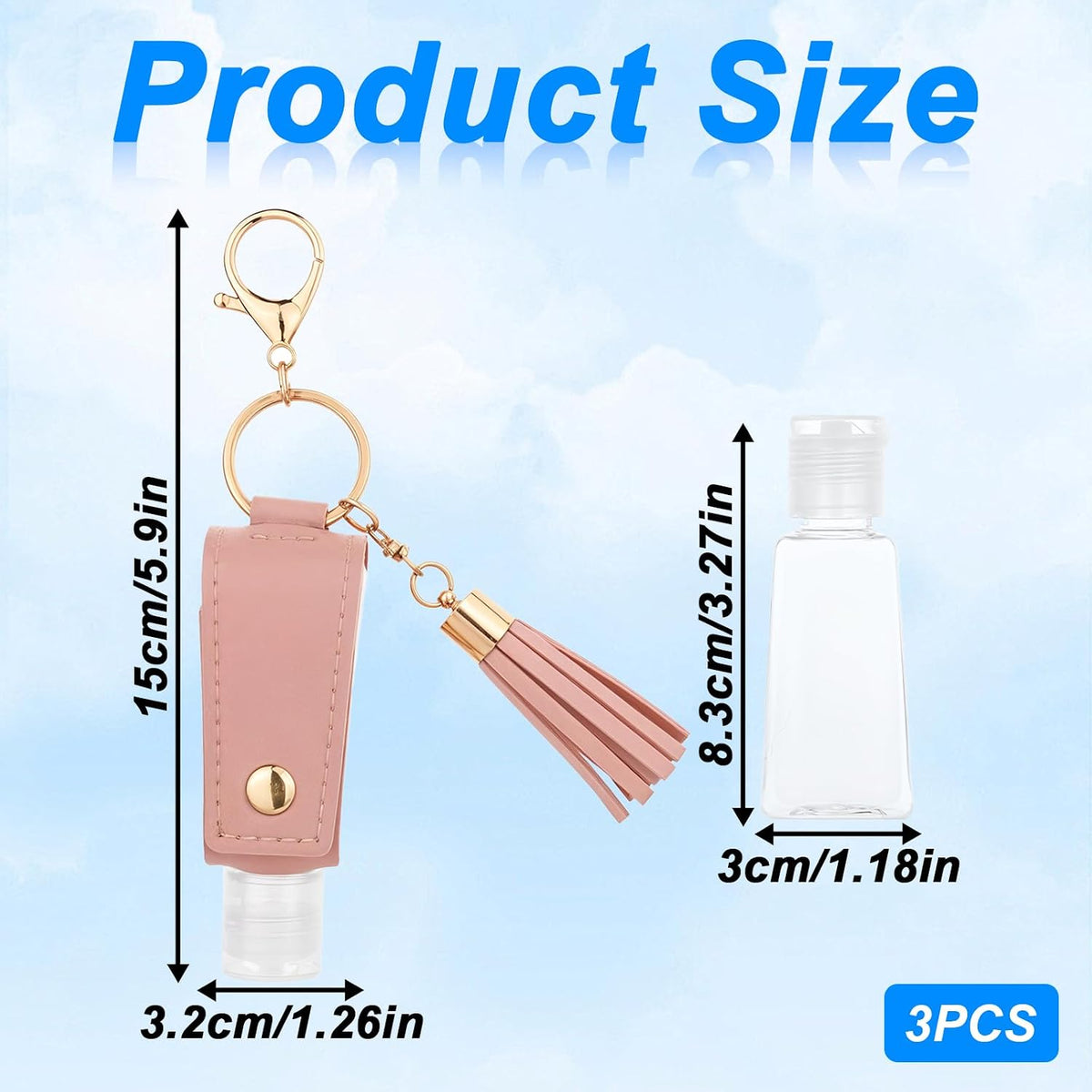 3PCS Hand-Sanitiser Holder Keychain 30ml/1oz