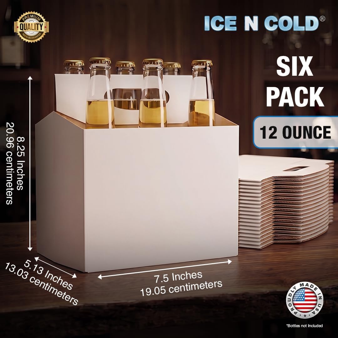 6pk Cardboard Carrier (White, 150ct) | Holds 6pk 12oz Bottles | FAST SAME DAY SHIPPING