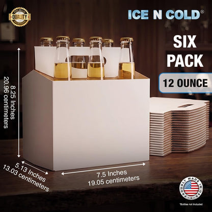 6pk Cardboard Carrier (White, 150ct) | Holds 6pk 12oz Bottles | FAST SAME DAY SHIPPING
