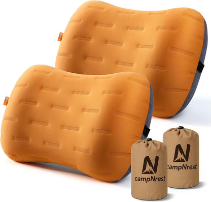 Inflatable Camping Pillow - Ultralight Compact Air Pillow for Travel, Backpacking & Hiking - Ergonomic Neck & Lumbar Support - Portable Inflatable Pillow with Removable Washable Cover - (Grey)