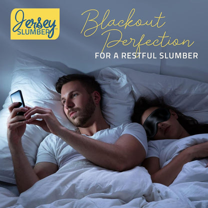 Jersey Slumber 100% Silk Sleep Mask for Women Men Side Sleeper - Light Blocking Eye Mask for Sleeping, Zero Pressure Soft Blindfold, Adjustable Strap, Silk Eye Cover for Travel Nap - Black