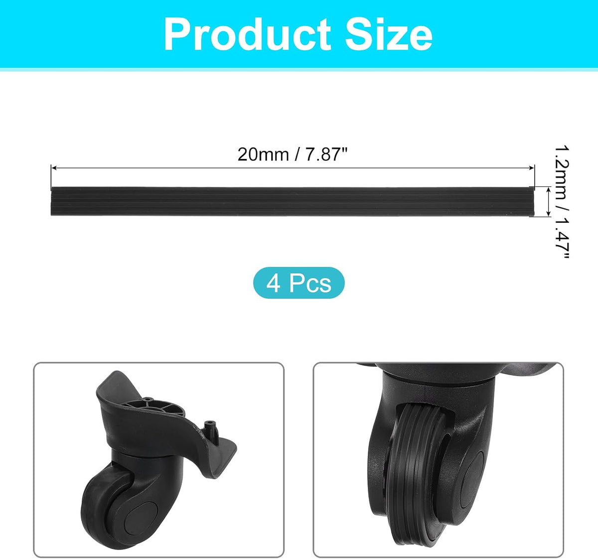 4Pcs Luggage Wheels Covers, Anti-Noise Luggage Wheel Silent Protector Covers for Luggage Suitcases or Office Chairs Caster, Black
