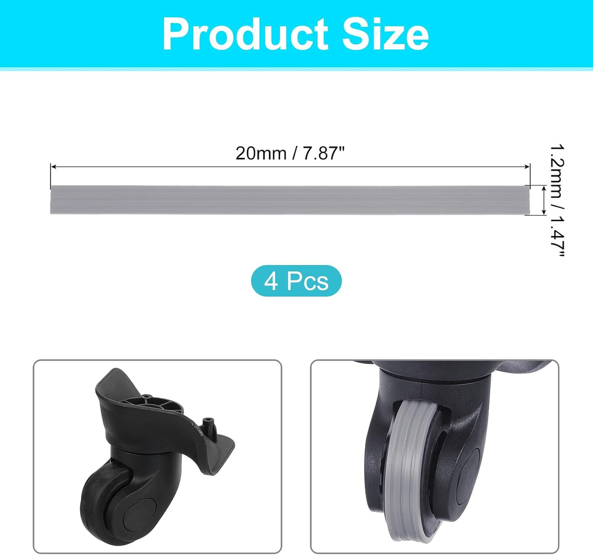 4Pcs Luggage Wheels Covers, Anti-Noise Luggage Wheel Silent Protector Covers for Luggage Suitcases or Office Chairs Caster, Black