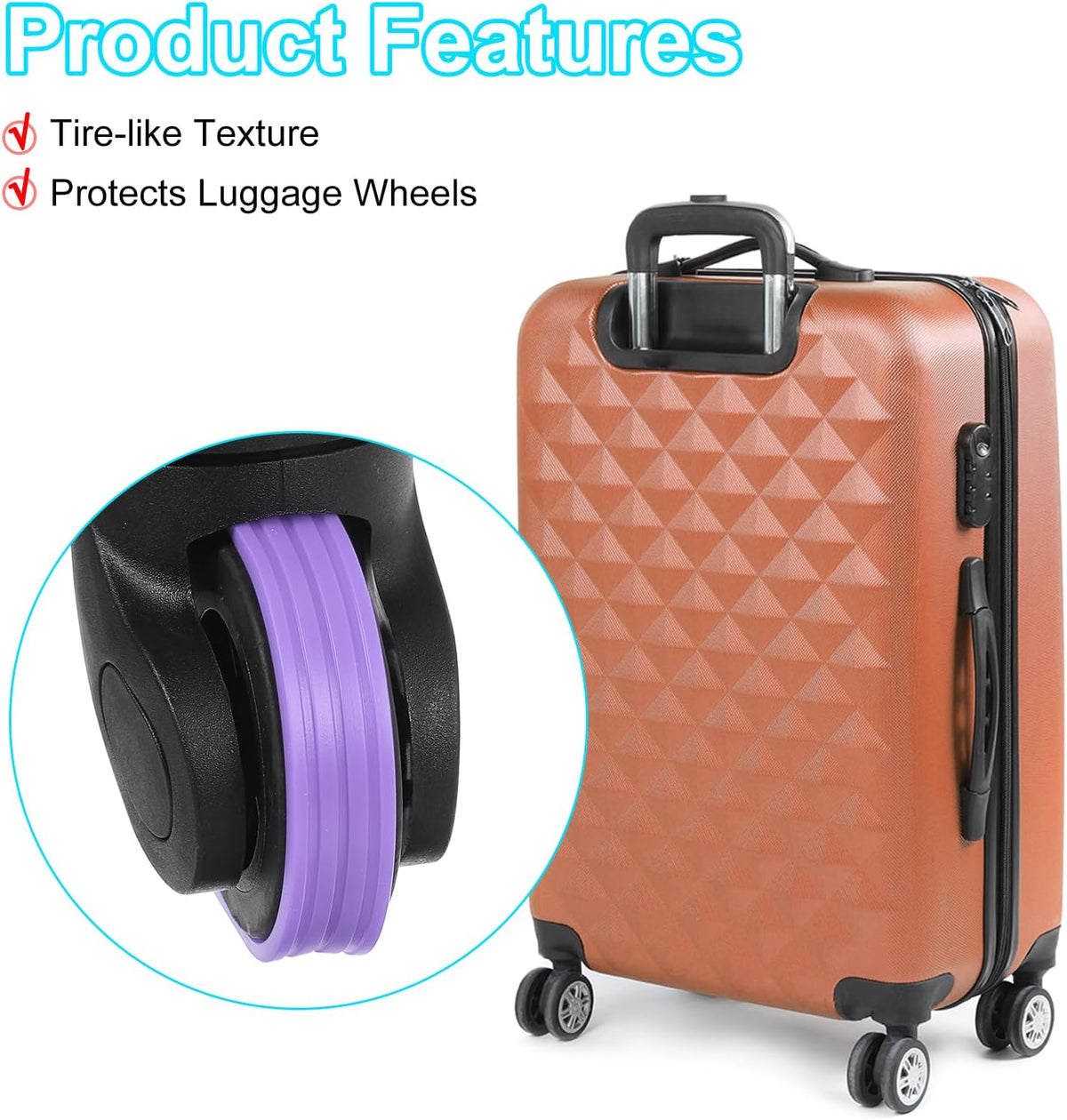 4Pcs Luggage Wheels Covers, Anti-Noise Luggage Wheel Silent Protector Covers for Luggage Suitcases or Office Chairs Caster, Black