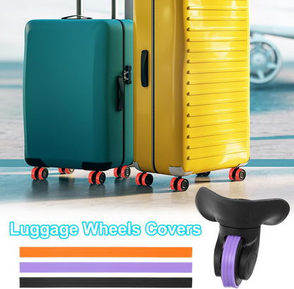 4Pcs Luggage Wheels Covers, Anti-Noise Luggage Wheel Silent Protector Covers for Luggage Suitcases or Office Chairs Caster, Black