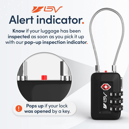 TSA Accepted Luggage Travel Lock, Set-Your-Own Combination Lock for School Gym Locker, Luggage Suitcase Baggage Locks, Filing Cabinets, Toolbox, Case (Black)