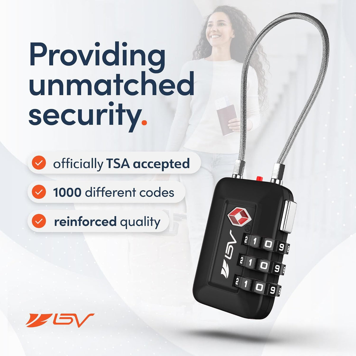 TSA Accepted Luggage Travel Lock, Set-Your-Own Combination Lock for School Gym Locker, Luggage Suitcase Baggage Locks, Filing Cabinets, Toolbox, Case (Black)