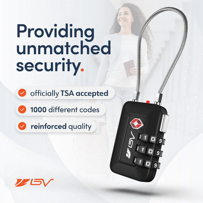 TSA Accepted Luggage Travel Lock, Set-Your-Own Combination Lock for School Gym Locker, Luggage Suitcase Baggage Locks, Filing Cabinets, Toolbox, Case (Black)