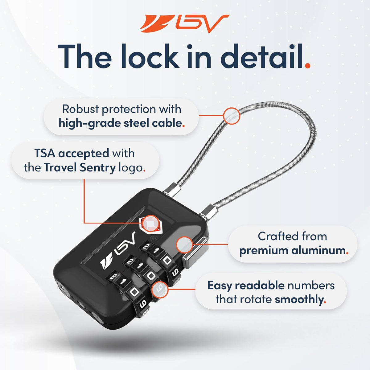 TSA Accepted Luggage Travel Lock, Set-Your-Own Combination Lock for School Gym Locker, Luggage Suitcase Baggage Locks, Filing Cabinets, Toolbox, Case (Black)