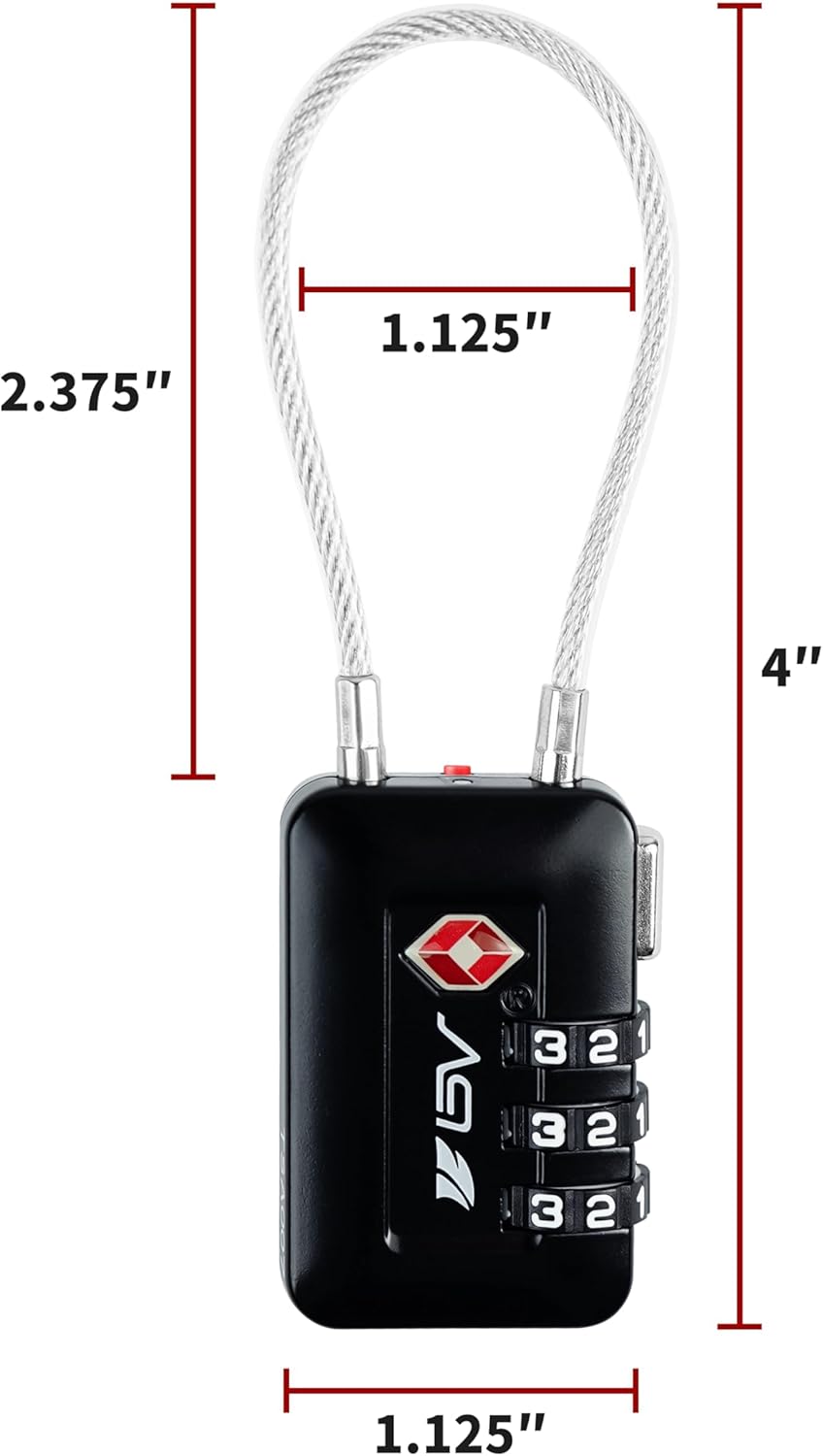 TSA Accepted Luggage Travel Lock, Set-Your-Own Combination Lock for School Gym Locker, Luggage Suitcase Baggage Locks, Filing Cabinets, Toolbox, Case (Black)