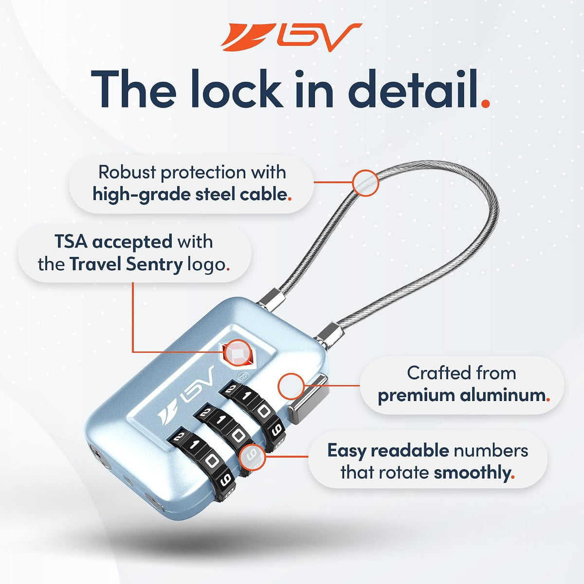 TSA Accepted Luggage Travel Lock, Set-Your-Own Combination Lock for School Gym Locker, Luggage Suitcase Baggage Locks, Filing Cabinets, Toolbox, Case (Black)