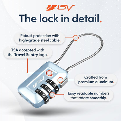 TSA Accepted Luggage Travel Lock, Set-Your-Own Combination Lock for School Gym Locker, Luggage Suitcase Baggage Locks, Filing Cabinets, Toolbox, Case (Black)