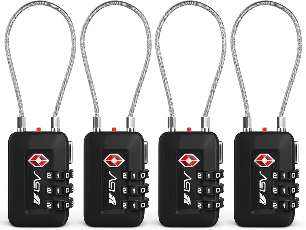 TSA Accepted Luggage Travel Lock, Set-Your-Own Combination Lock for School Gym Locker, Luggage Suitcase Baggage Locks, Filing Cabinets, Toolbox, Case (Black)