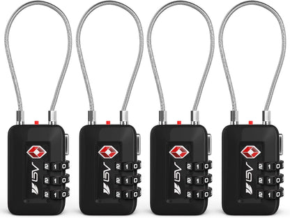 TSA Accepted Luggage Travel Lock, Set-Your-Own Combination Lock for School Gym Locker, Luggage Suitcase Baggage Locks, Filing Cabinets, Toolbox, Case (Black)