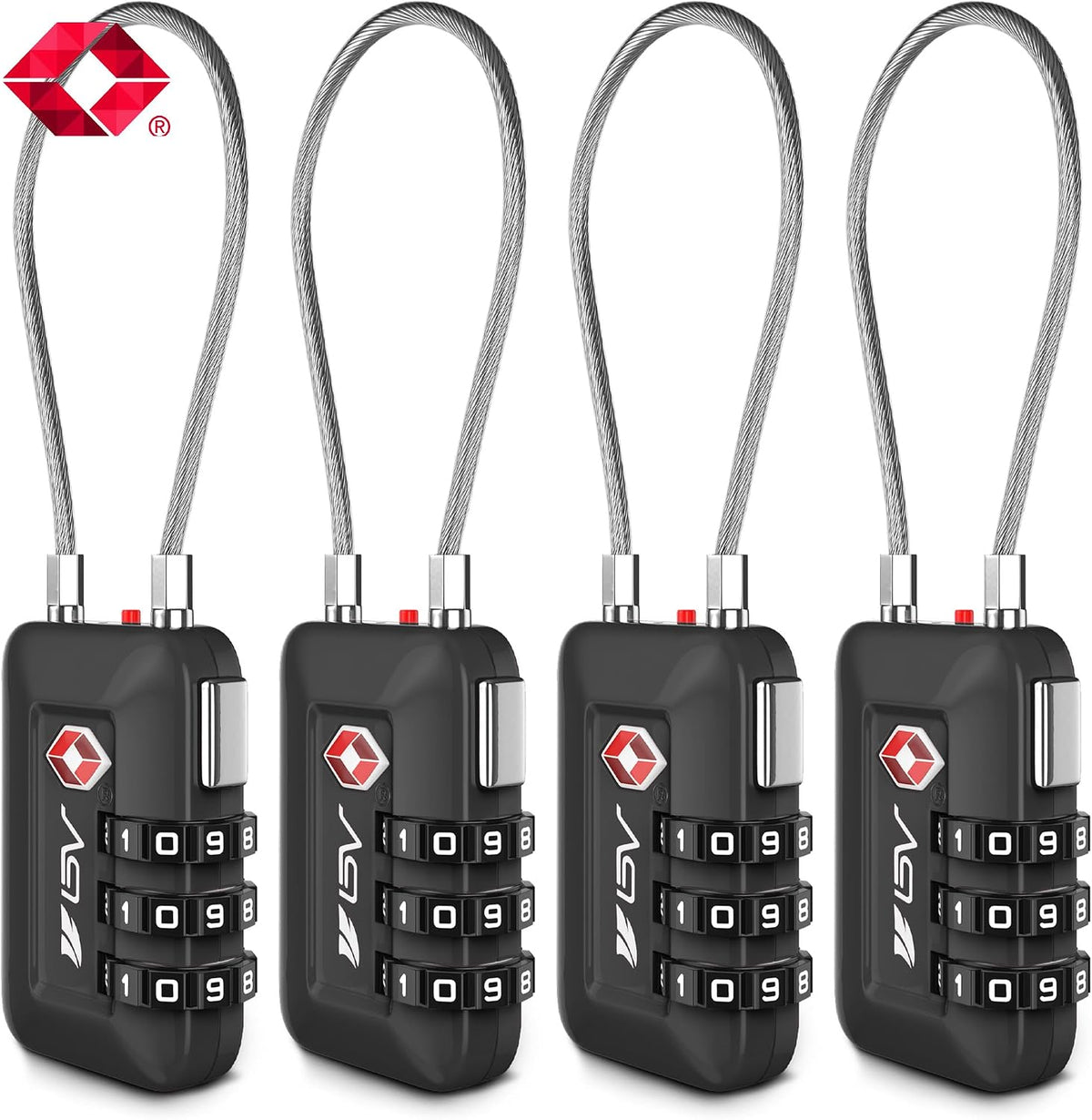 TSA Accepted Luggage Travel Lock, Set-Your-Own Combination Lock for School Gym Locker, Luggage Suitcase Baggage Locks, Filing Cabinets, Toolbox, Case (Black)
