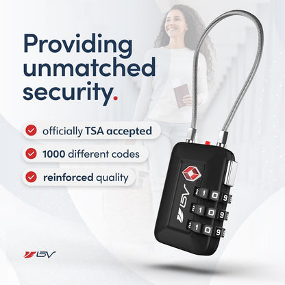 TSA Accepted Luggage Travel Lock, Set-Your-Own Combination Lock for School Gym Locker, Luggage Suitcase Baggage Locks, Filing Cabinets, Toolbox, Case (Black)