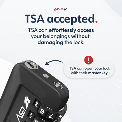 TSA Accepted Luggage Travel Lock, Set-Your-Own Combination Lock for School Gym Locker, Luggage Suitcase Baggage Locks, Filing Cabinets, Toolbox, Case (Black)
