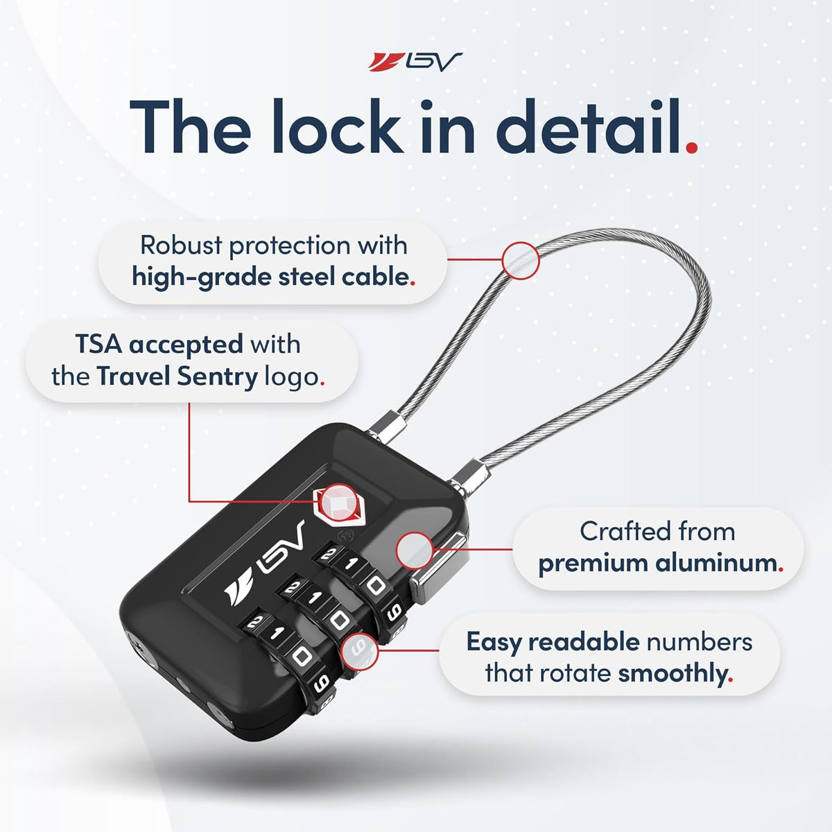 TSA Accepted Luggage Travel Lock, Set-Your-Own Combination Lock for School Gym Locker, Luggage Suitcase Baggage Locks, Filing Cabinets, Toolbox, Case (Black)