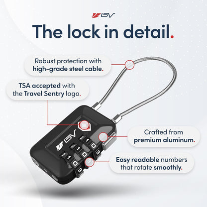TSA Accepted Luggage Travel Lock, Set-Your-Own Combination Lock for School Gym Locker, Luggage Suitcase Baggage Locks, Filing Cabinets, Toolbox, Case (Black)