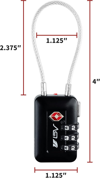 TSA Accepted Luggage Travel Lock, Set-Your-Own Combination Lock for School Gym Locker, Luggage Suitcase Baggage Locks, Filing Cabinets, Toolbox, Case (Black)