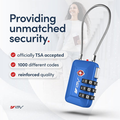 TSA Accepted Luggage Travel Lock, Set-Your-Own Combination Lock for School Gym Locker, Luggage Suitcase Baggage Locks, Filing Cabinets, Toolbox, Case (Black)