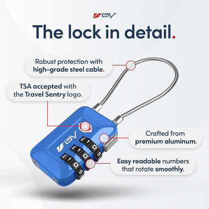 TSA Accepted Luggage Travel Lock, Set-Your-Own Combination Lock for School Gym Locker, Luggage Suitcase Baggage Locks, Filing Cabinets, Toolbox, Case (Black)