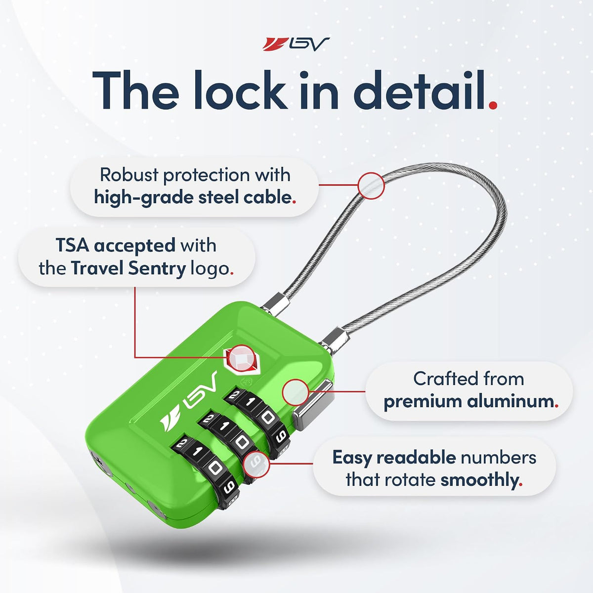 TSA Accepted Luggage Travel Lock, Set-Your-Own Combination Lock for School Gym Locker, Luggage Suitcase Baggage Locks, Filing Cabinets, Toolbox, Case (Black)