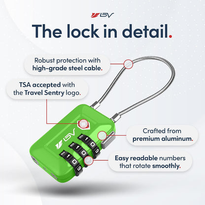 TSA Accepted Luggage Travel Lock, Set-Your-Own Combination Lock for School Gym Locker, Luggage Suitcase Baggage Locks, Filing Cabinets, Toolbox, Case (Black)