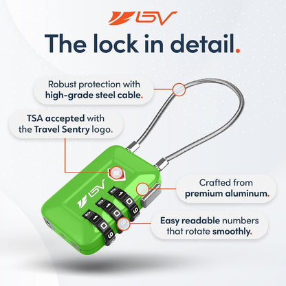 TSA Accepted Luggage Travel Lock, Set-Your-Own Combination Lock for School Gym Locker, Luggage Suitcase Baggage Locks, Filing Cabinets, Toolbox, Case (Black)