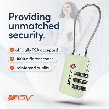 TSA Accepted Luggage Travel Lock, Set-Your-Own Combination Lock for School Gym Locker, Luggage Suitcase Baggage Locks, Filing Cabinets, Toolbox, Case (Black)