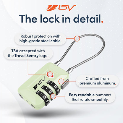 TSA Accepted Luggage Travel Lock, Set-Your-Own Combination Lock for School Gym Locker, Luggage Suitcase Baggage Locks, Filing Cabinets, Toolbox, Case (Black)