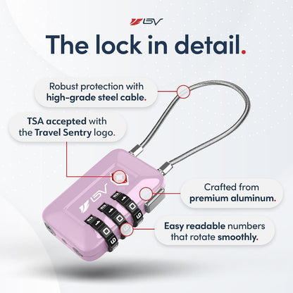 TSA Accepted Luggage Travel Lock, Set-Your-Own Combination Lock for School Gym Locker, Luggage Suitcase Baggage Locks, Filing Cabinets, Toolbox, Case (Black)