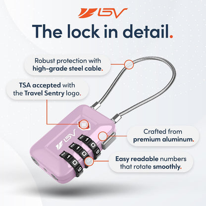 TSA Accepted Luggage Travel Lock, Set-Your-Own Combination Lock for School Gym Locker, Luggage Suitcase Baggage Locks, Filing Cabinets, Toolbox, Case (Black)