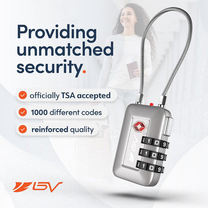 TSA Accepted Luggage Travel Lock, Set-Your-Own Combination Lock for School Gym Locker, Luggage Suitcase Baggage Locks, Filing Cabinets, Toolbox, Case (Black)