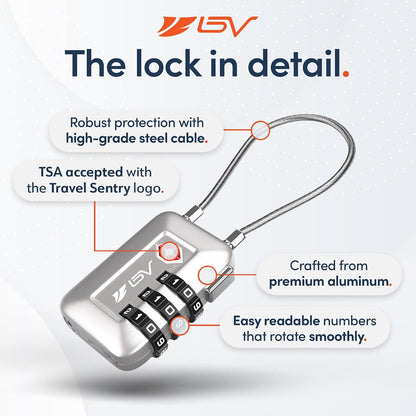 TSA Accepted Luggage Travel Lock, Set-Your-Own Combination Lock for School Gym Locker, Luggage Suitcase Baggage Locks, Filing Cabinets, Toolbox, Case (Black)