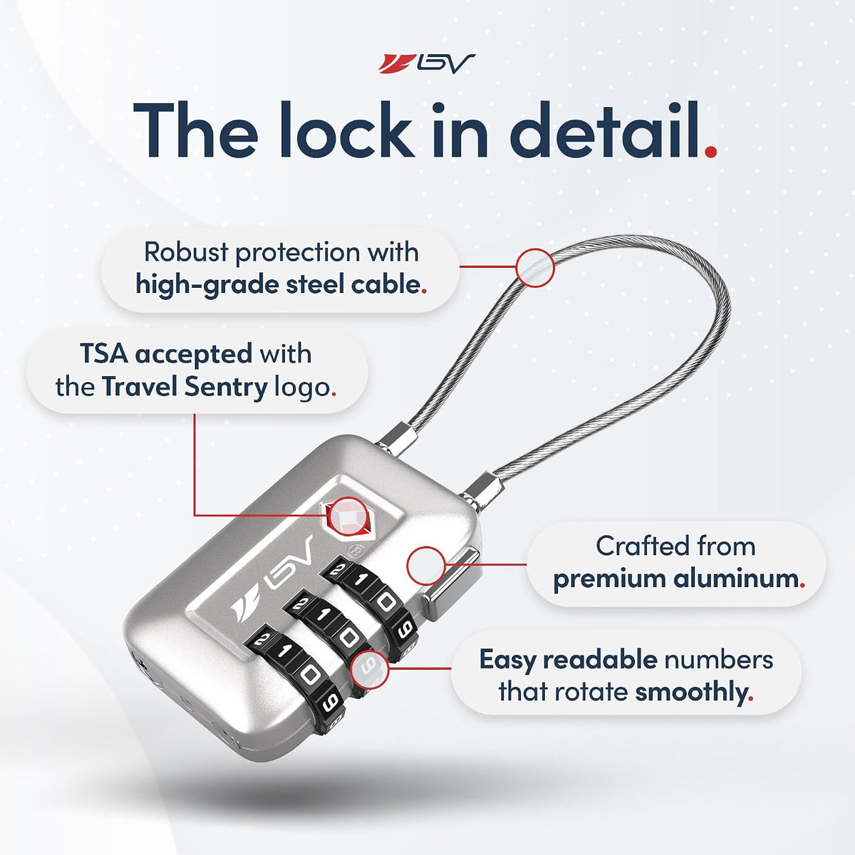 TSA Accepted Luggage Travel Lock, Set-Your-Own Combination Lock for School Gym Locker, Luggage Suitcase Baggage Locks, Filing Cabinets, Toolbox, Case (Black)