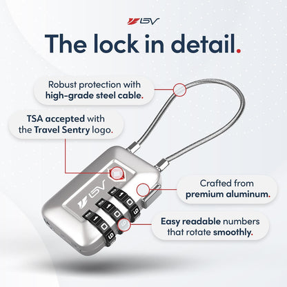 TSA Accepted Luggage Travel Lock, Set-Your-Own Combination Lock for School Gym Locker, Luggage Suitcase Baggage Locks, Filing Cabinets, Toolbox, Case (Black)