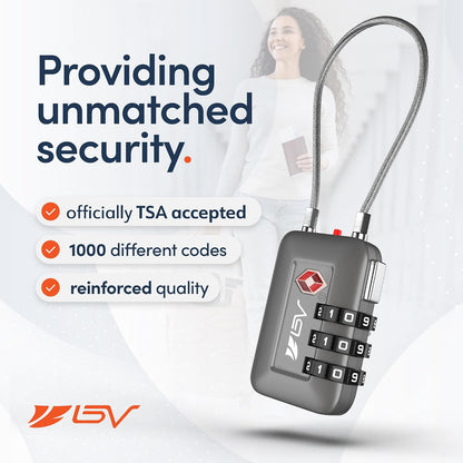 TSA Accepted Luggage Travel Lock, Set-Your-Own Combination Lock for School Gym Locker, Luggage Suitcase Baggage Locks, Filing Cabinets, Toolbox, Case (Black)
