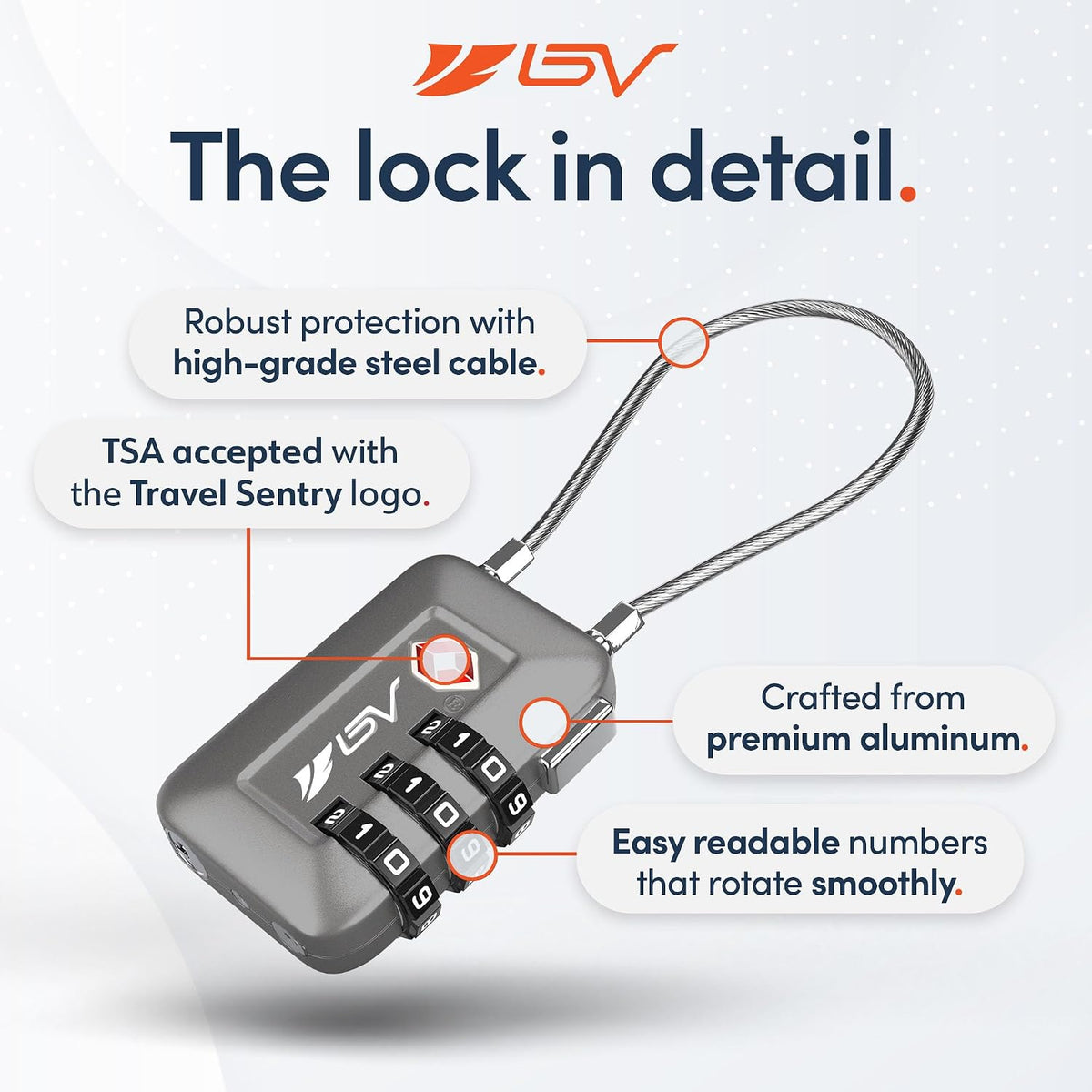 TSA Accepted Luggage Travel Lock, Set-Your-Own Combination Lock for School Gym Locker, Luggage Suitcase Baggage Locks, Filing Cabinets, Toolbox, Case (Black)