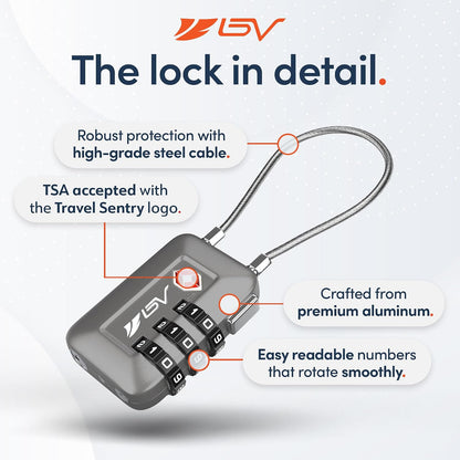 TSA Accepted Luggage Travel Lock, Set-Your-Own Combination Lock for School Gym Locker, Luggage Suitcase Baggage Locks, Filing Cabinets, Toolbox, Case (Black)