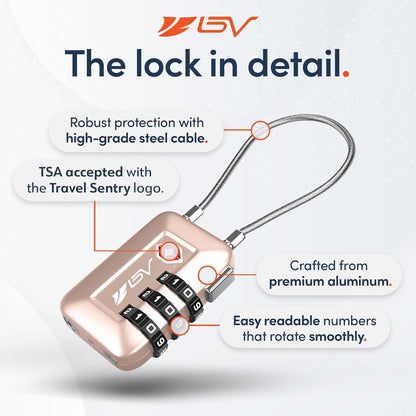 TSA Accepted Luggage Travel Lock, Set-Your-Own Combination Lock for School Gym Locker, Luggage Suitcase Baggage Locks, Filing Cabinets, Toolbox, Case (Black)